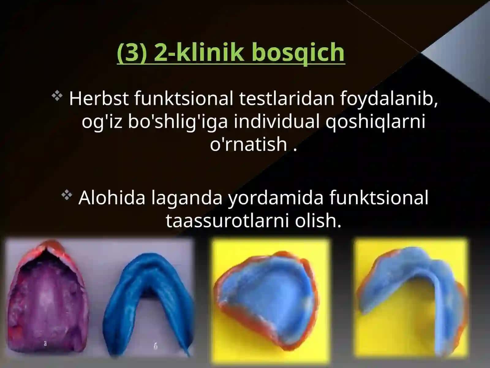 To'liq olib qo'yiladigan tish protezlarini tayyorlashning klinik va laborator bosqichlari 3