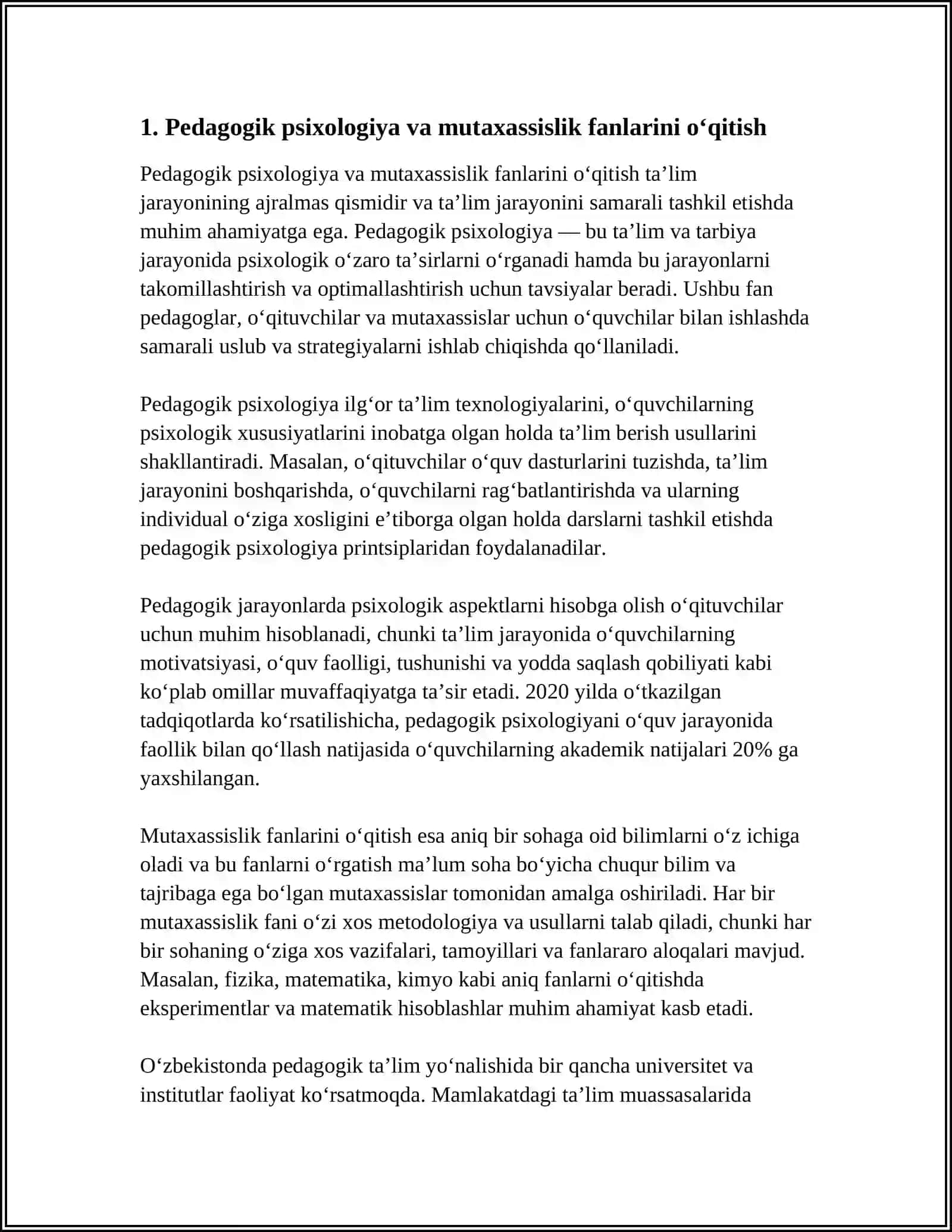 MUTAXASSISLIK FANLARINI O‘QITISH QONUNIYATLARI VA TAMOYILLARI 3