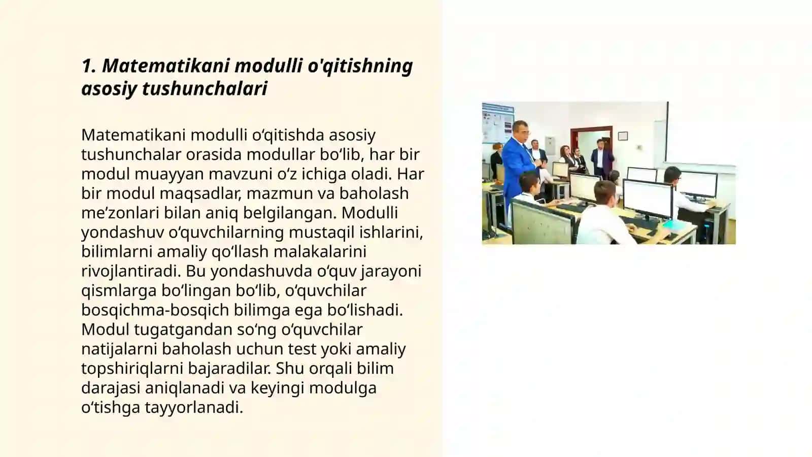 Matematikani modulli o'qitish texnologiyasi 3