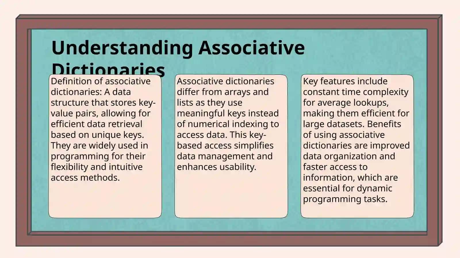 Associative dictionaries 3