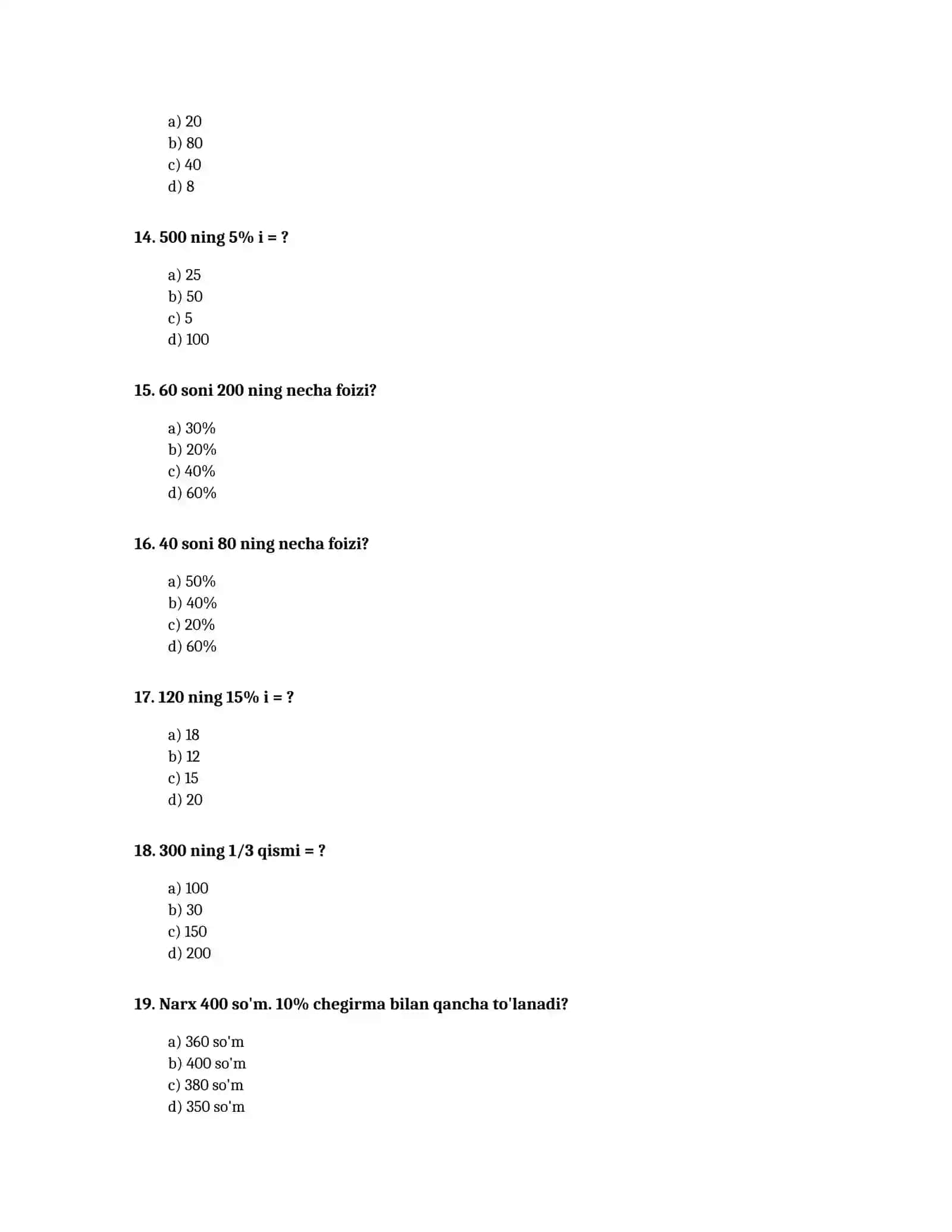 6-SINF MATEMATIKA FANI BO'YICHA TEST SAVOLLARI 3