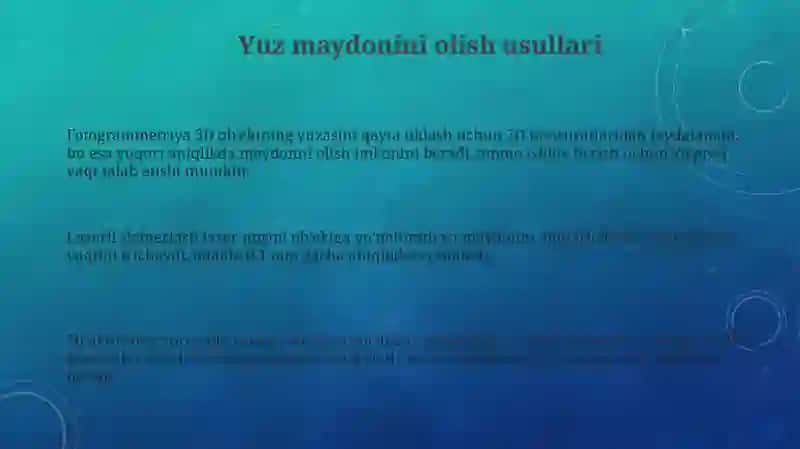 Yuz maydonini olish va tugma defektlari 3