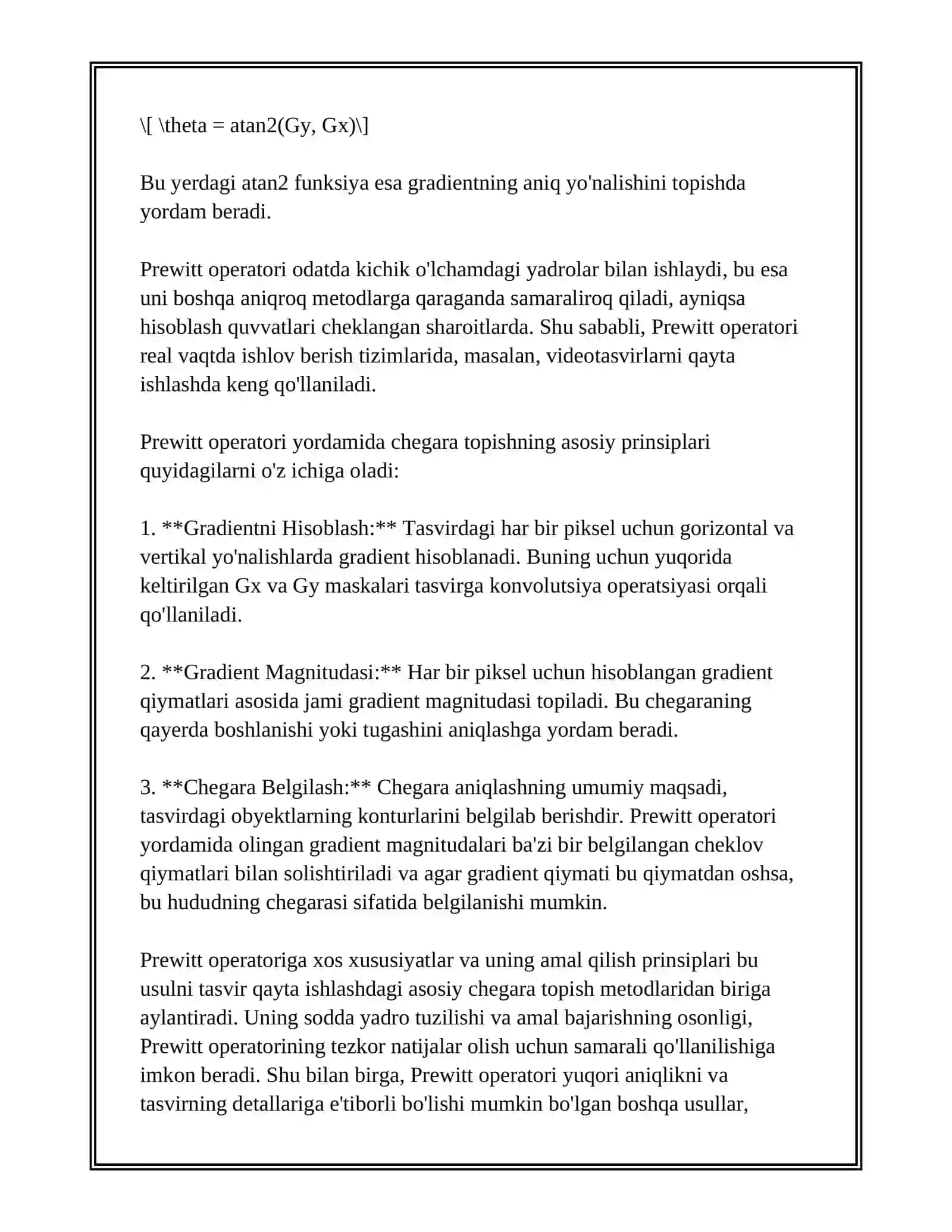 PREWITT OPERATORI YORDAMIDA CHEGARA TOPISH 3