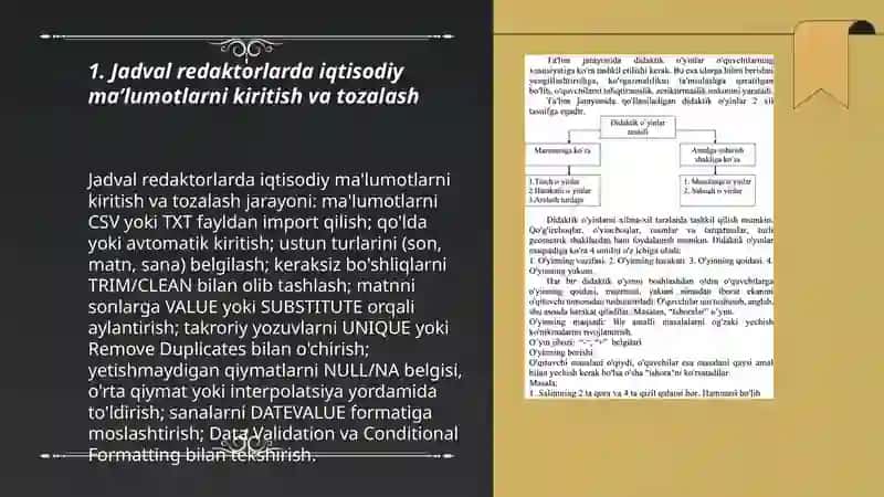 Jadval redaktorlardan iqtisodiy masalalarni echish jarayonida foydalanish 3