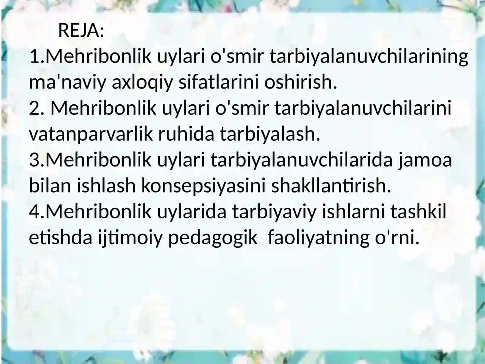 Mehribonlik uylari o'smirtarbiyalanuvchilarinibag‘rikenglikruhidatarbiyalash 3