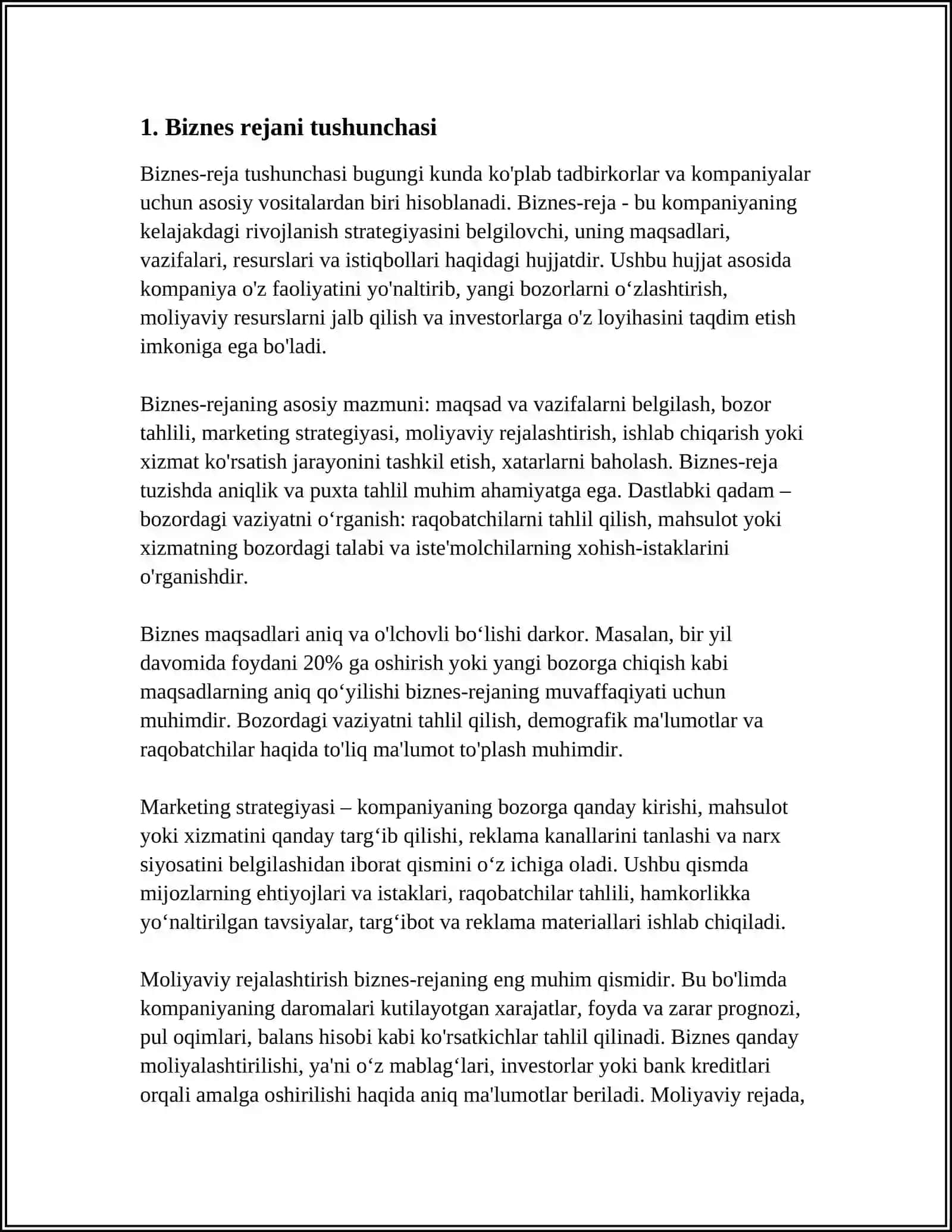 BIZNES REJA VA UNING MAZMUN MOHIYATI 3