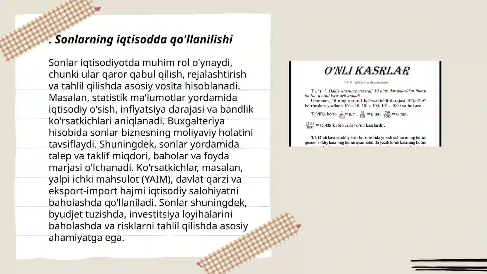 Sonlar va ularning iqtisodda qo'llanishi 3