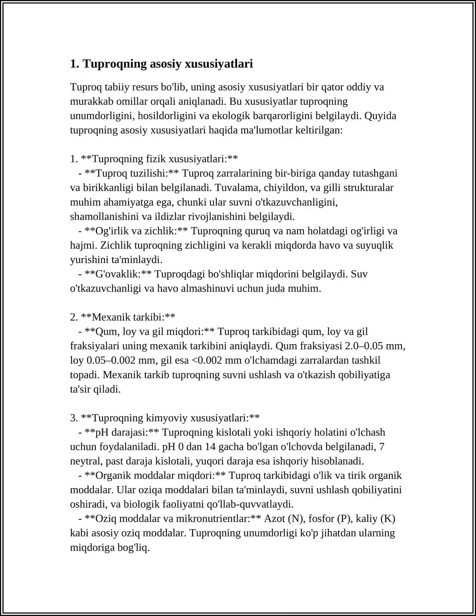 DUNYO YER RESURSLARI VA ULARDAN FOYDALANISH, GEOGRAFIK ZONALAR BO’YICHA TUPROQ HOSIL QILUVCHI JARAYONLAR 3