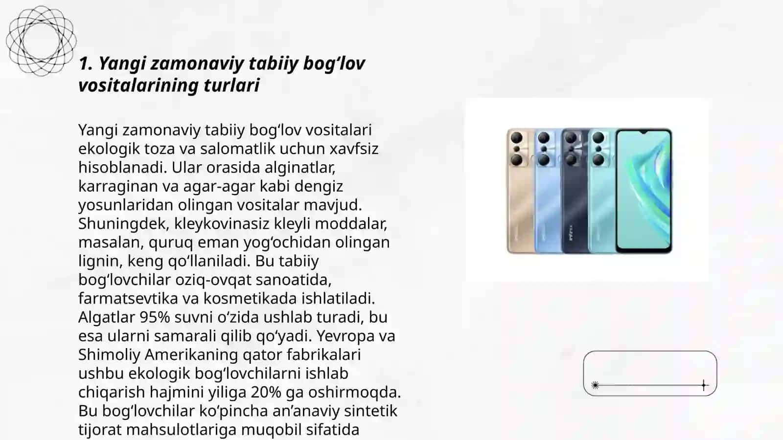 Yangi zamonaviy tabiiy va sintetik xom ashyodan tayyorlangan boģlov vositalar 3