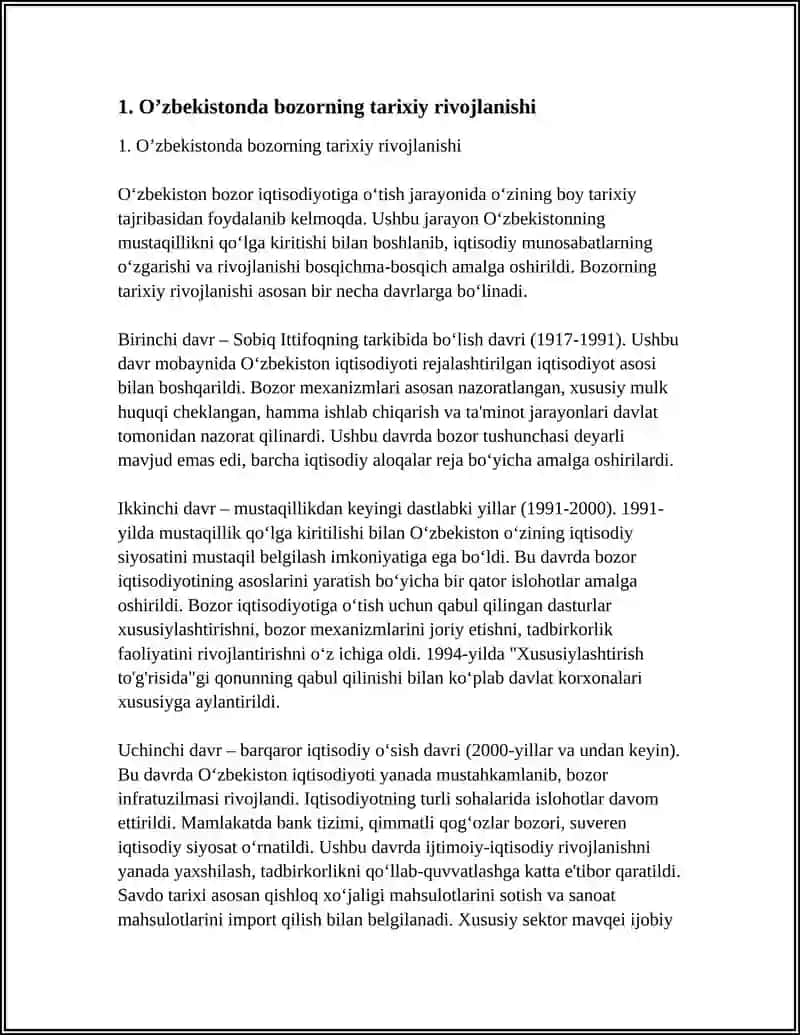 O'ZBEKISTON RESPUBLIKASIDA BOZOR TUZULISHI VA UNING TURLARI 3