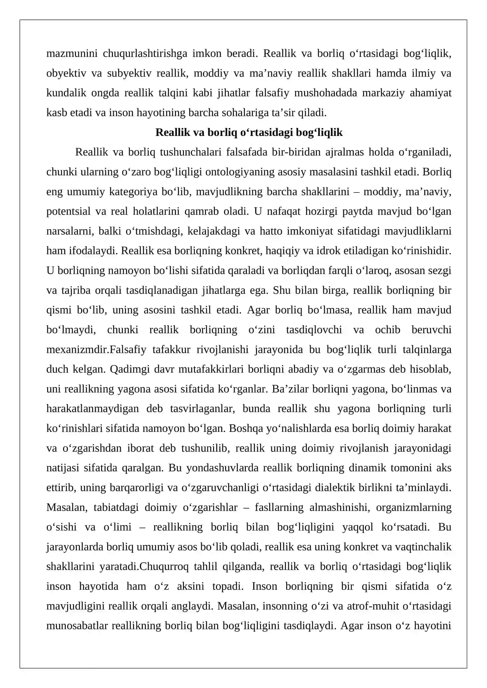 Reallik, mavjudlik va yo‘qlik tushunchalari 3