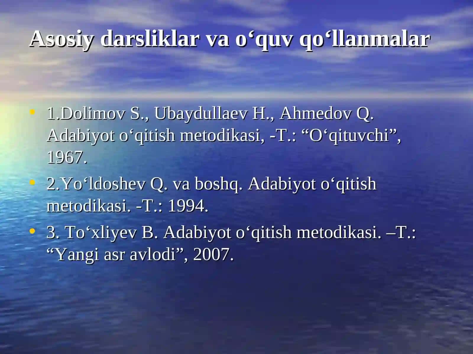 Kirish.  Adabiyot o‘qitish  metodikasining  umumnazariy masalalari. 3