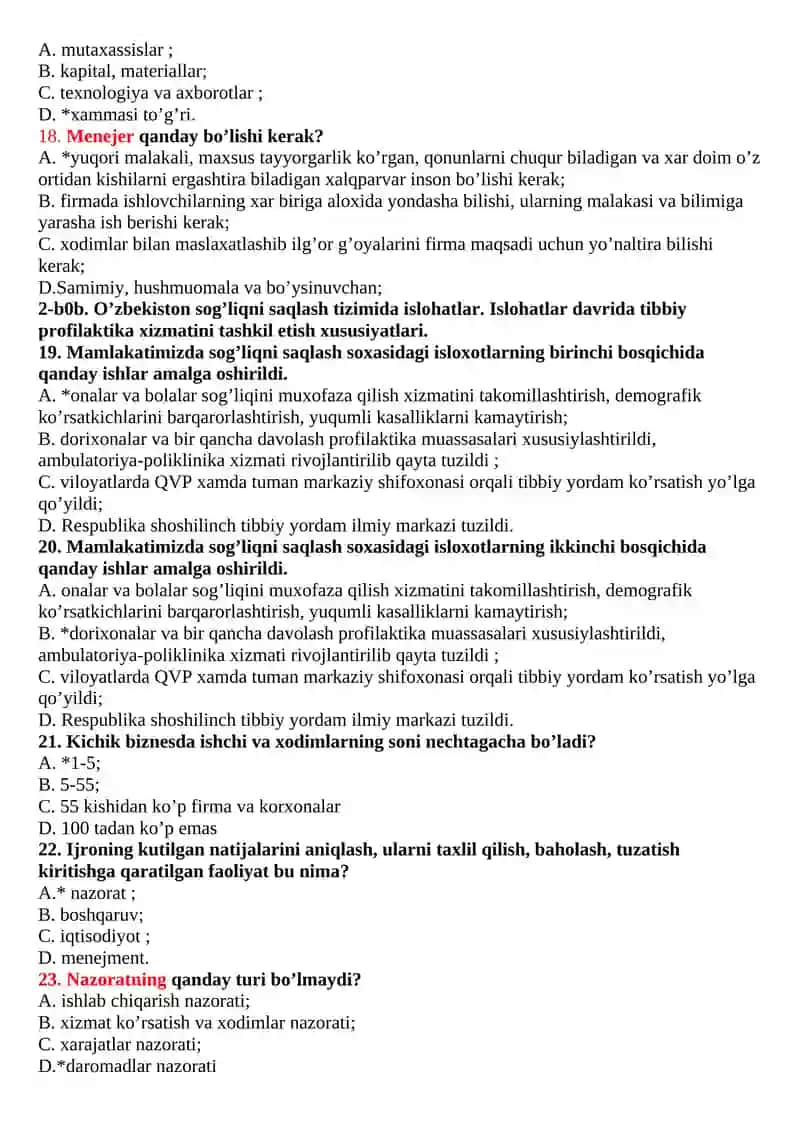 Gigiyena, sanitariya va epidemiologiya menejmenti fanidan test savollari 3