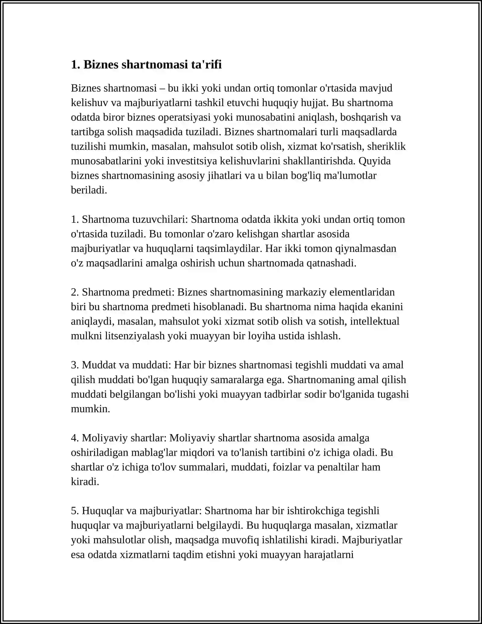BIZNES SHARTNOMASI TUSHUNCHASI 3
