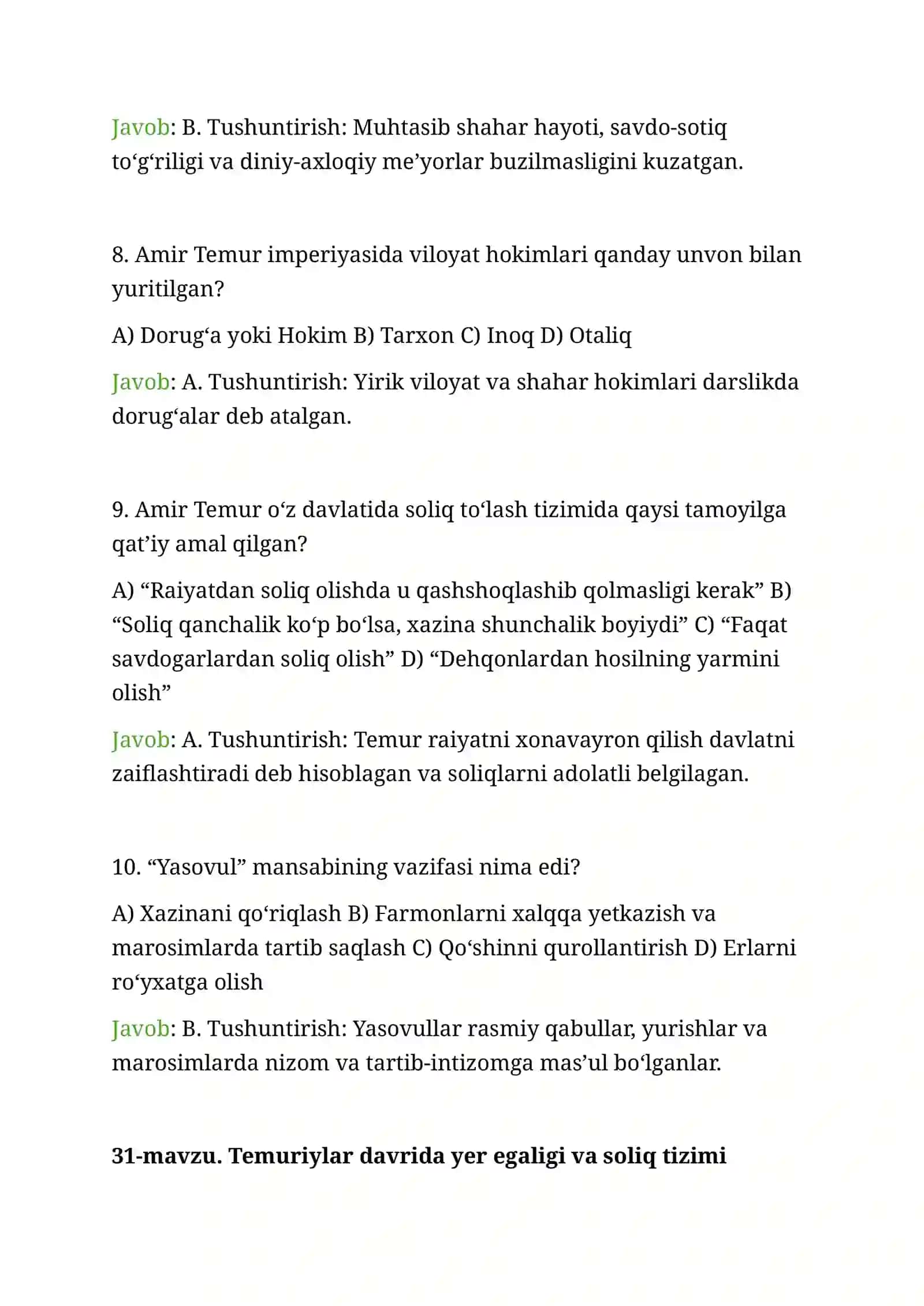 7 – sinf Tarix fanidan DTMga tushadigan mavzulashtirilgan testlar va ularning tahlili 3