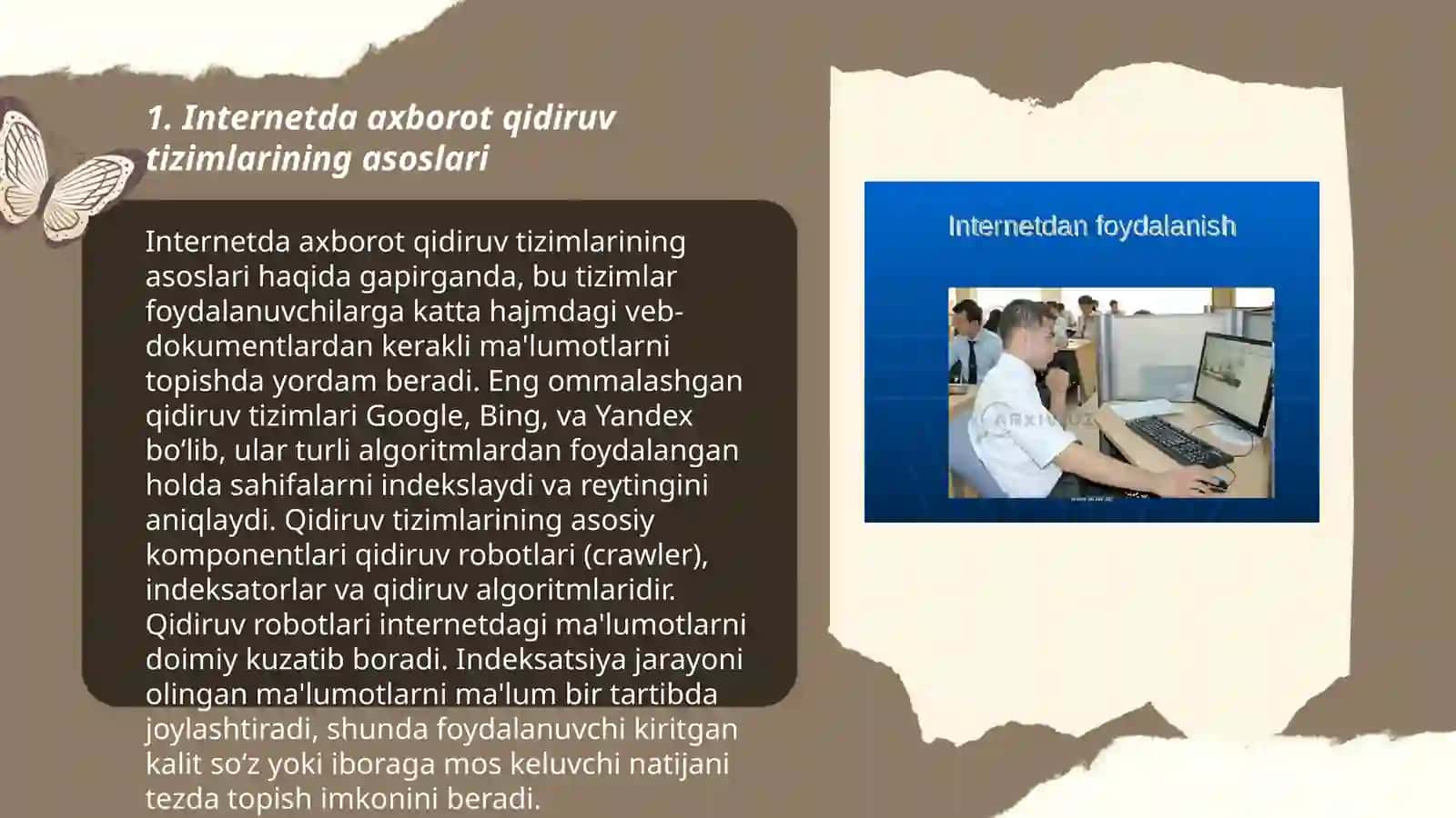 Internetda axborot qidiruv tizimlari. Internet interaktiv tarmog'ida ishlash madaniyati 3