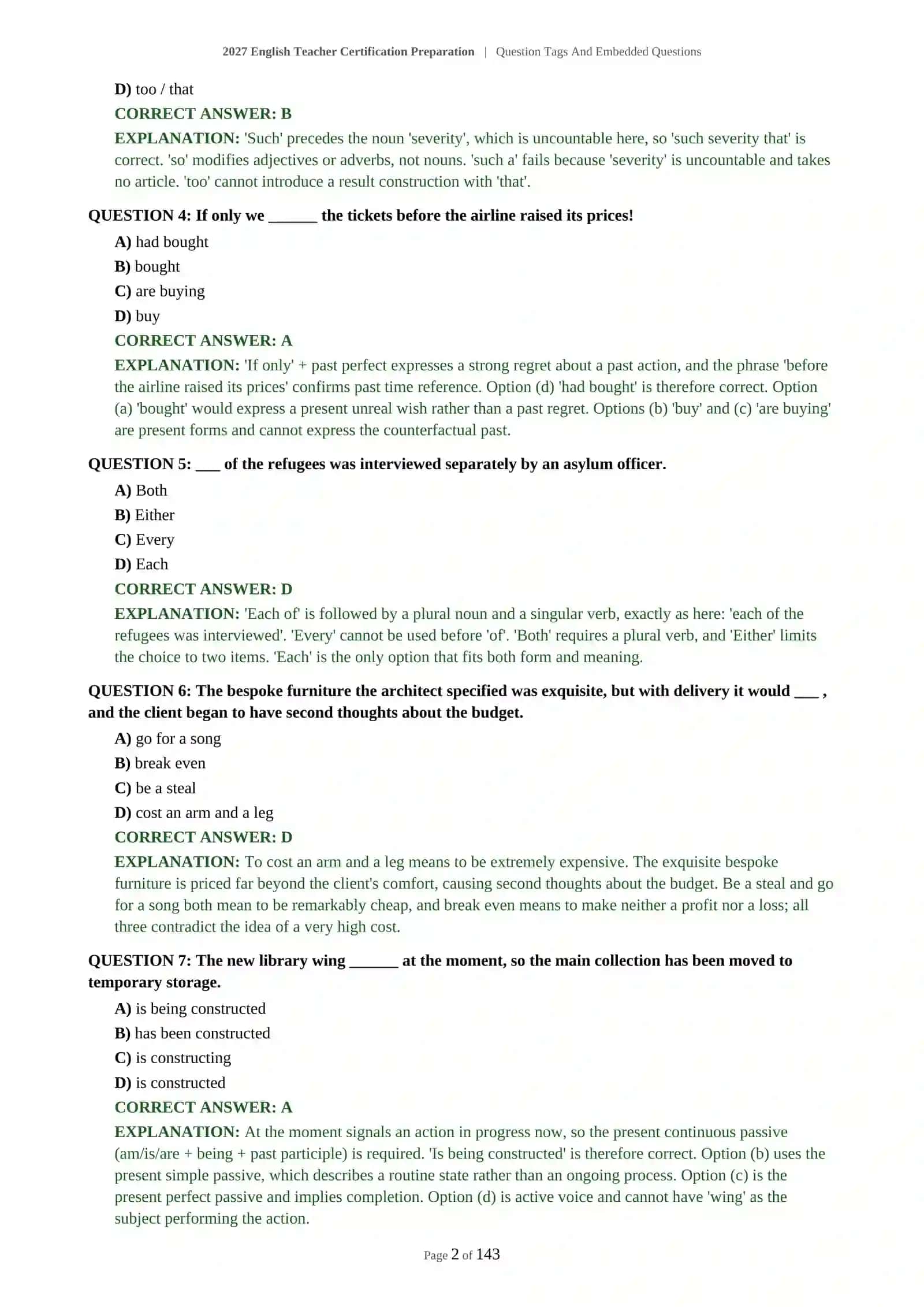 English Teacher Certification Preparation | Question Tags And Embedded Questions 3
