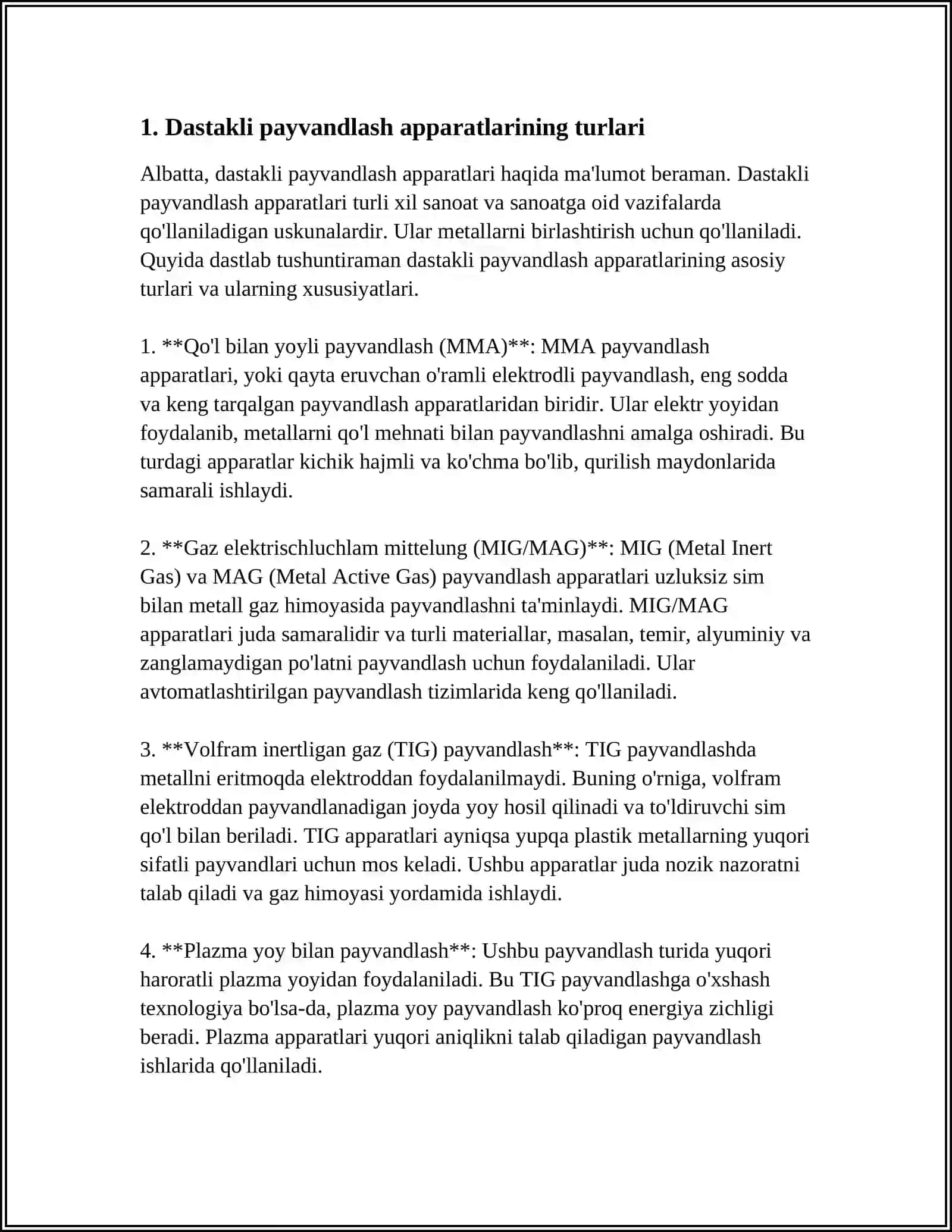 DASTAKLI PAYVANDLASH KESISH APPARATLARINING TAVSIFLARINI OʼRGANISH VA TAXLIL QILISH 3