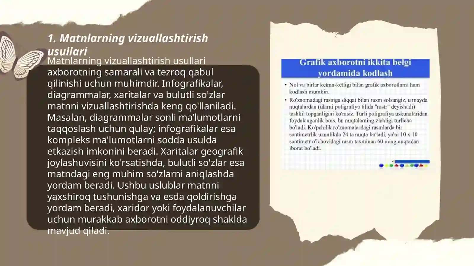 Matnli axborotlarni grafik shakliga õtkazish 3