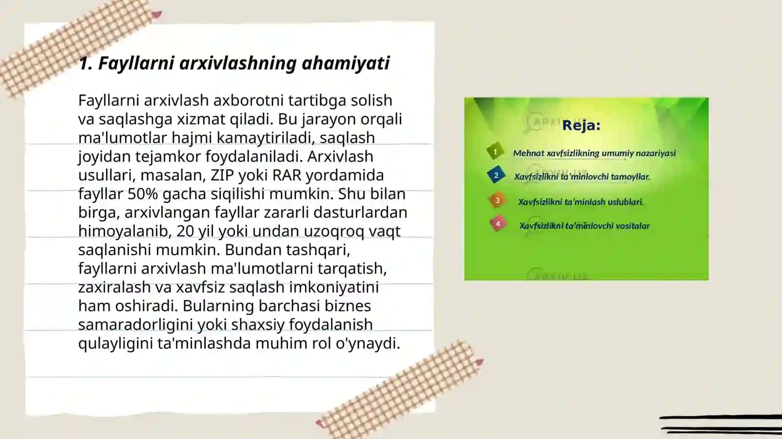 Fayllarni arxivlash va antivirus dasturiy vositalar bilan ishlash 3