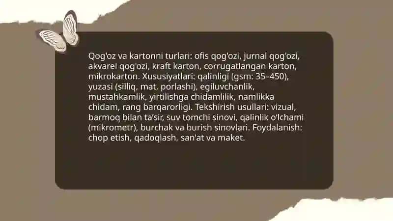 Qog'oz va karton bilan ishlash darslarining mazmuni 3