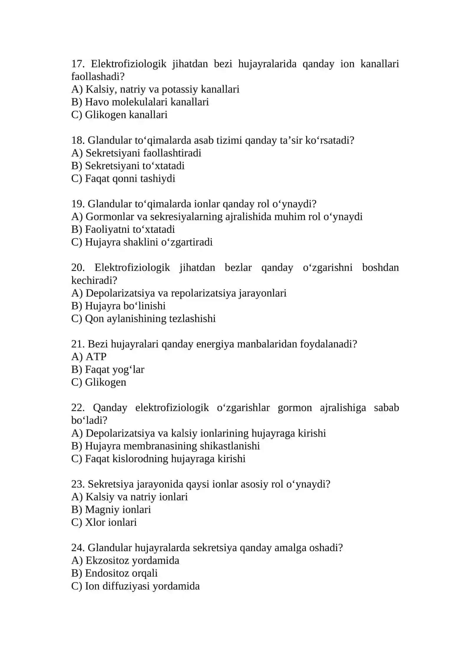 Glandular to'qimalarning elektrofiziologiyasi 3