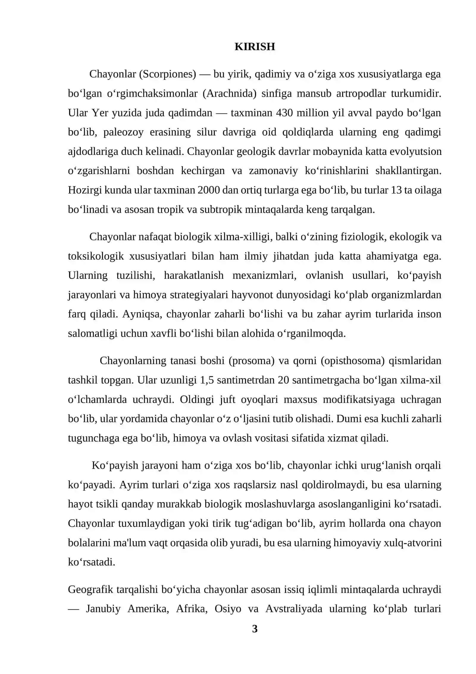 CHAYONLAR TURKUMI: TUZILISHI, KO’PAYISHI, TARQALISHI VA AHAMIYATI 3