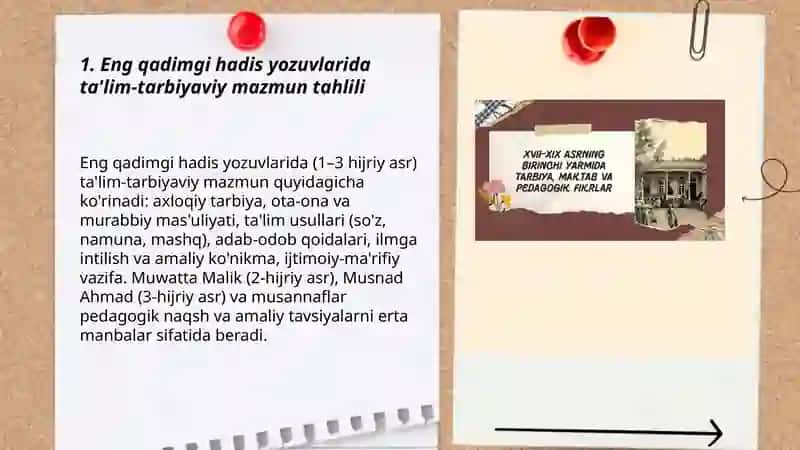 Eng qadimgi yozma yodgorliklarda ta'lim-tarbiya masalalari hadis ilmi 3