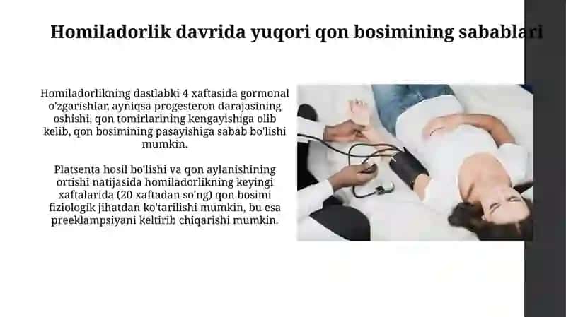 Homladorlik davrida qon bosimi oshishi sabablari va turlari 3