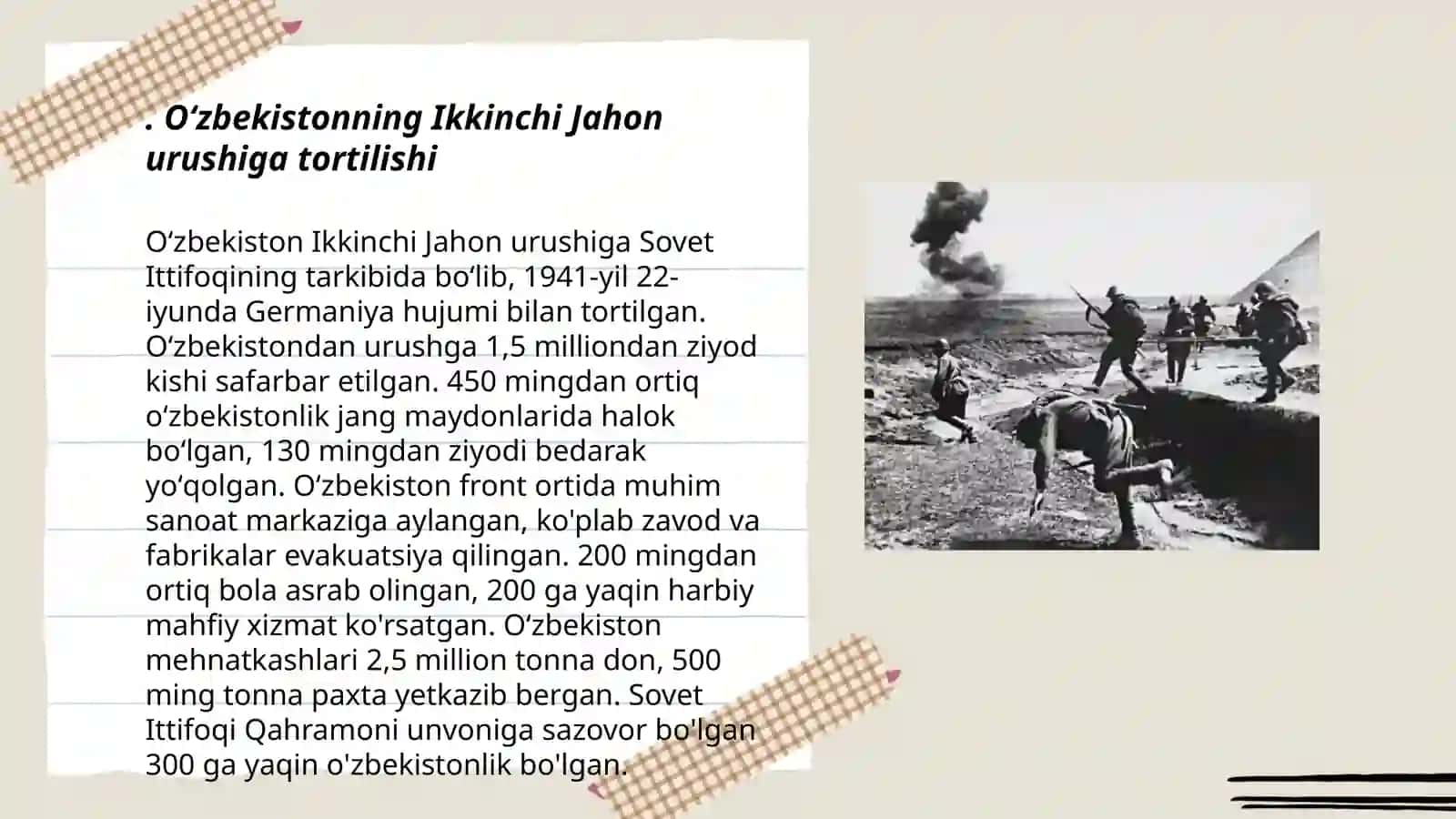 Oʻzbekistonning Ikkinchi Jahon urushiga tortilishi 3