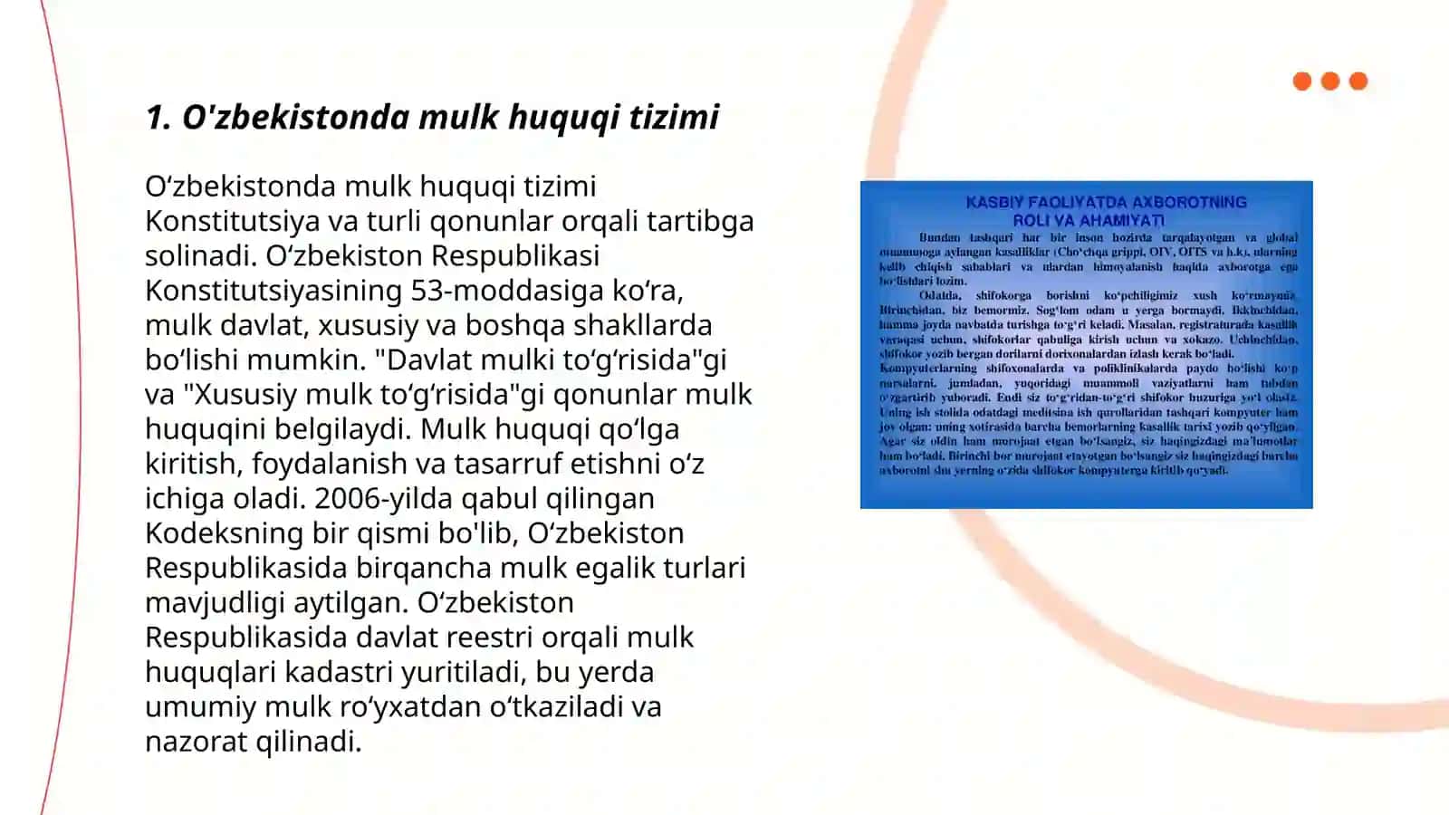 O'zbekistonda mulkiy munosabatlarni tartibga soluvchi rasmiy normalar taxlili 3