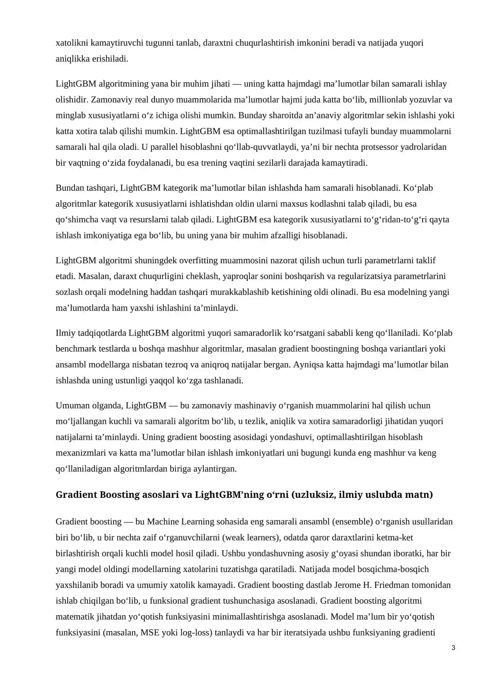 LightGBM algoritmining katta hajmli ma’lumotlar bilan ishlashdagi afzalliklari 3