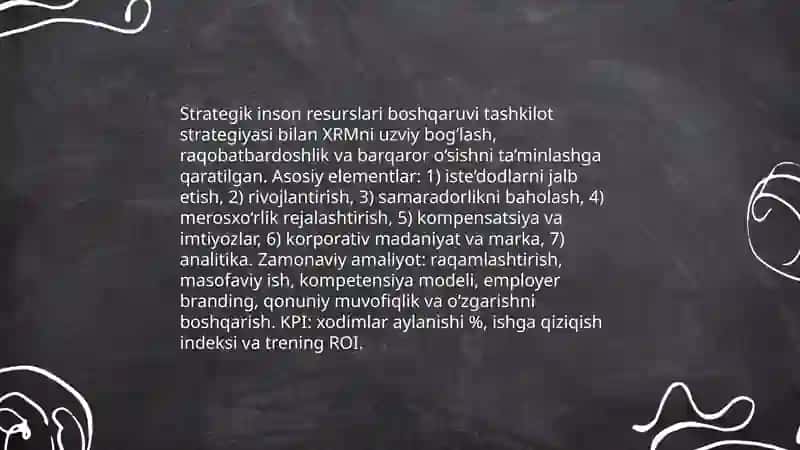 Zamonaviy sharoitlarda inson resurslarini boshqarishning tutgan o‘rni va strategiyasi 3