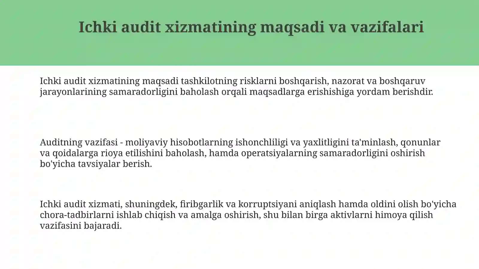 Ichki audit xizmatining ishini rejalashtirish 3