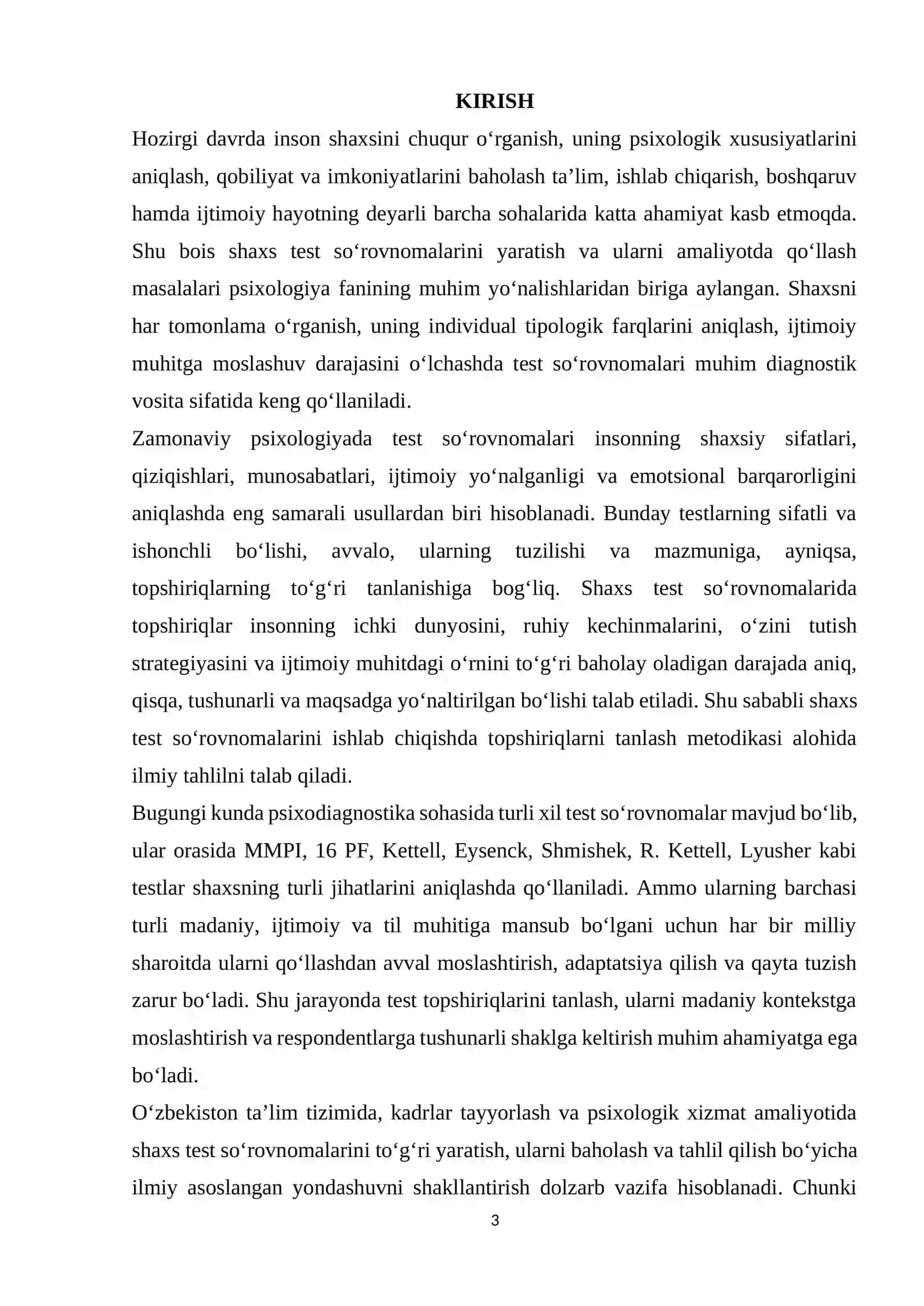 SHAXS TEST SO'ROVNOMALARINI YARATISHDA TOPSHIRIQLARNI TANLASH 3