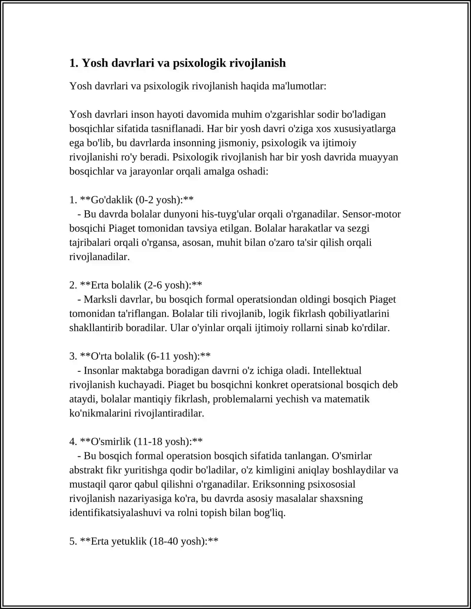 MUSTAQIL ISH Mavzu: GUDAKLIK VA ILK YOSH DAVRDA BOLADA PSIXOLOGIK O‘ZGARISHLAR 3