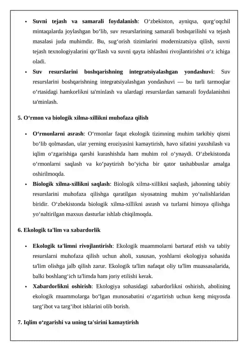Davlatning tabiiy resurslardan foydalanish jarayonlarini tartibga solishi va ekologiya sohasidagi siyosati 3