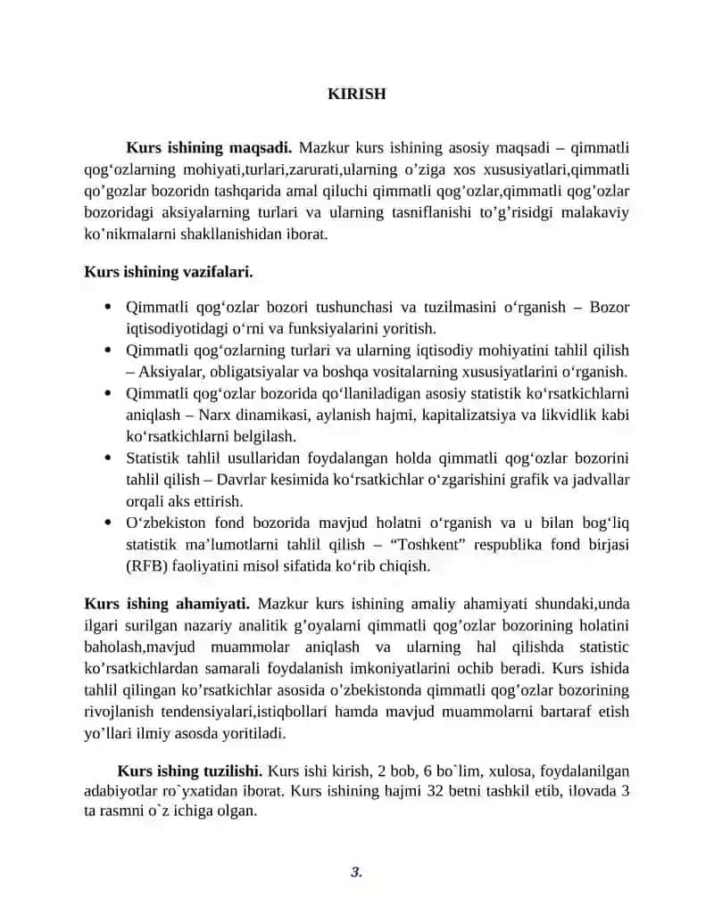 Qimmatli qog’ozlar statistikasi ko’rsatkichlari 3