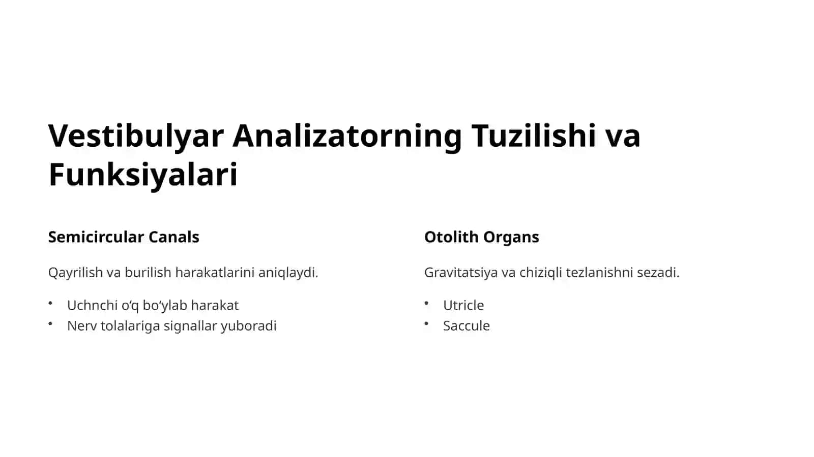 Eshituv va Vestibulyar Analizatorlar: Ichki Aʼzolar Bilan Bogʻliqligi 3