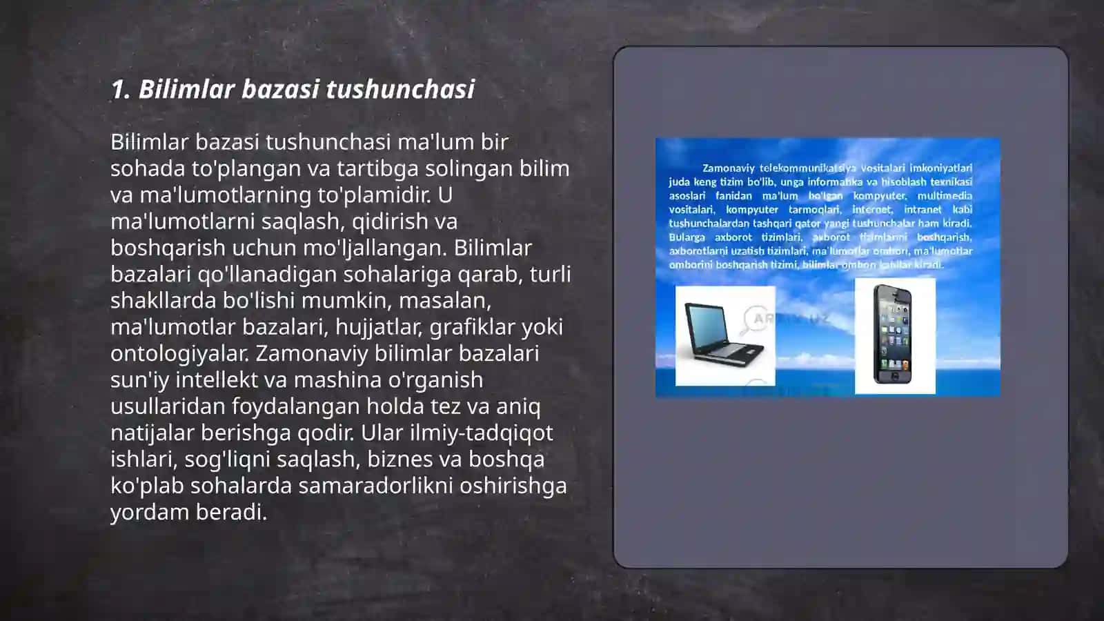 Bilimlar bazasi.Bilimlarni ajratib olish usullari 3