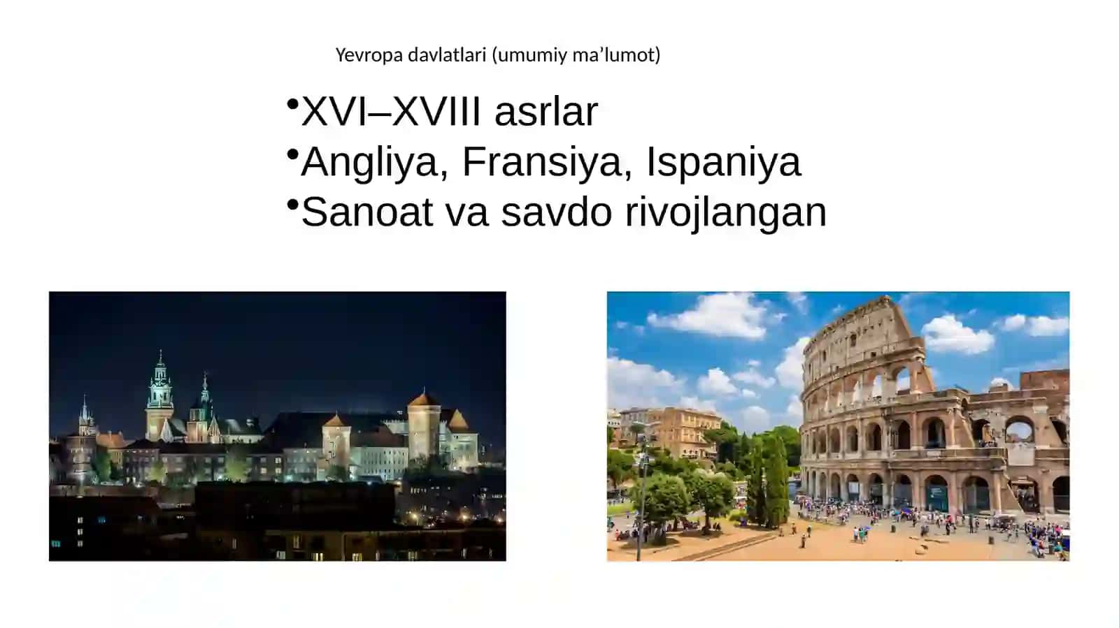 Buxoro xonligi va Yevropa davlatlari taqqoslanishi TARIX FANIDAN LOYIHA ISHI 3