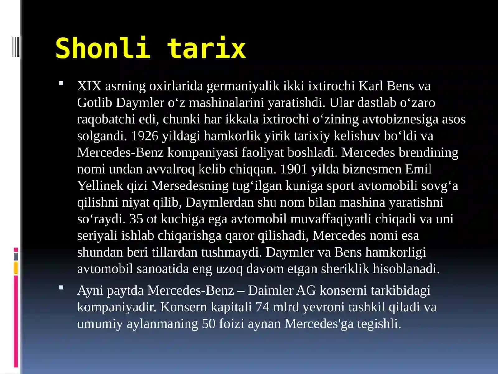 Nemischasifattimsoli Mercedes-Benz'ning muvaffaqiyat tarixi 3