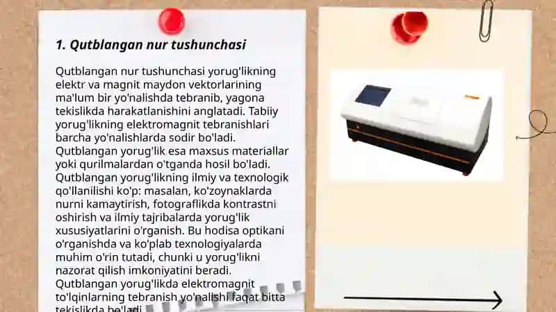 Fizik tahlil usullaridan qutblangan nurni burish burchagini va optik siljishni aniqlash 3