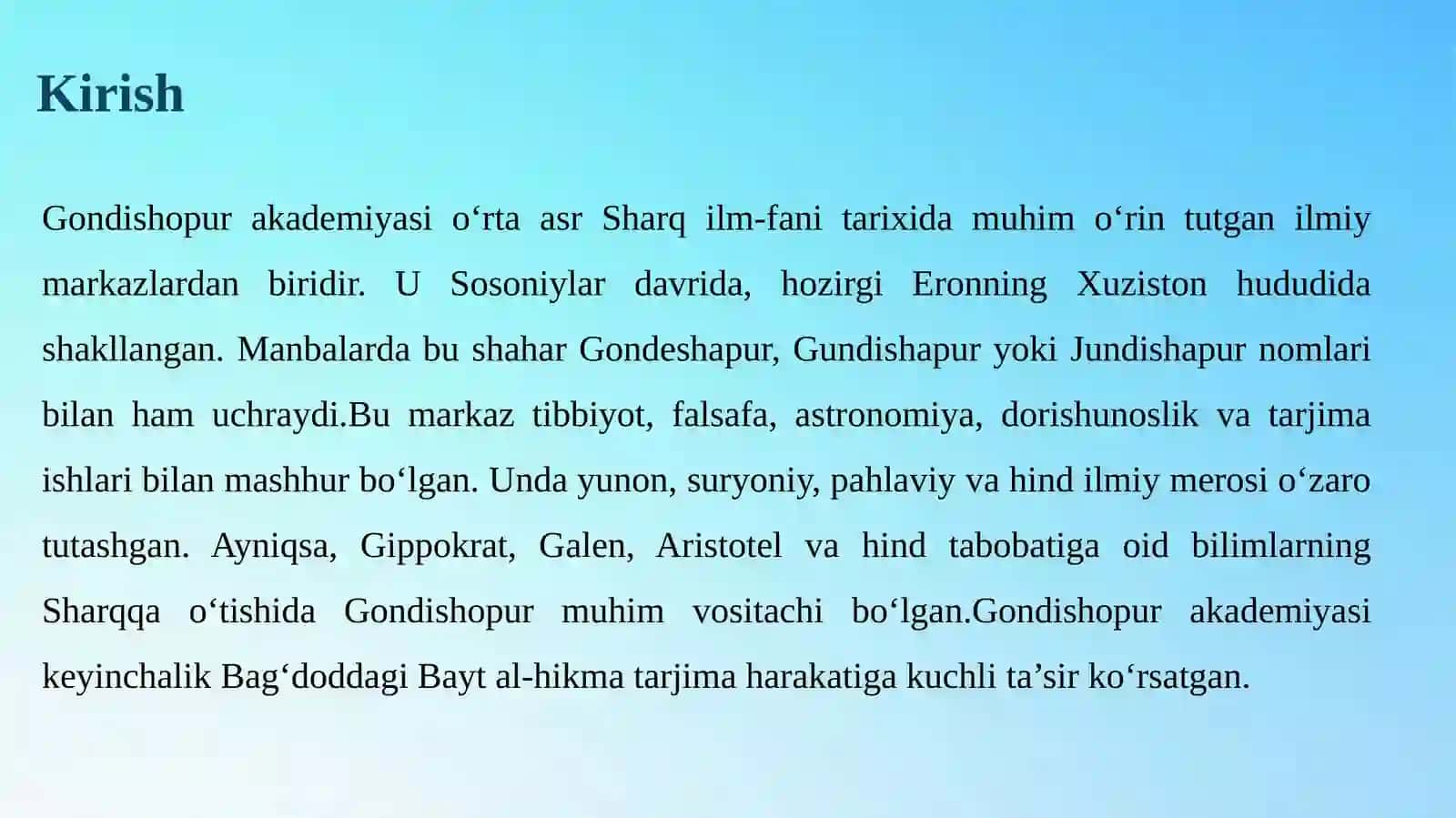 GONDISHOPUR AKADEMIYASI – O‘RTA ASRLARNING ILK TARJIMA VA TIBBIYOT MARKAZI 3