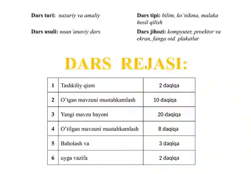 Grafik muharrirlarda so'hanib elgilash amallari mavzusidagi DARS ISHLANMASI 3