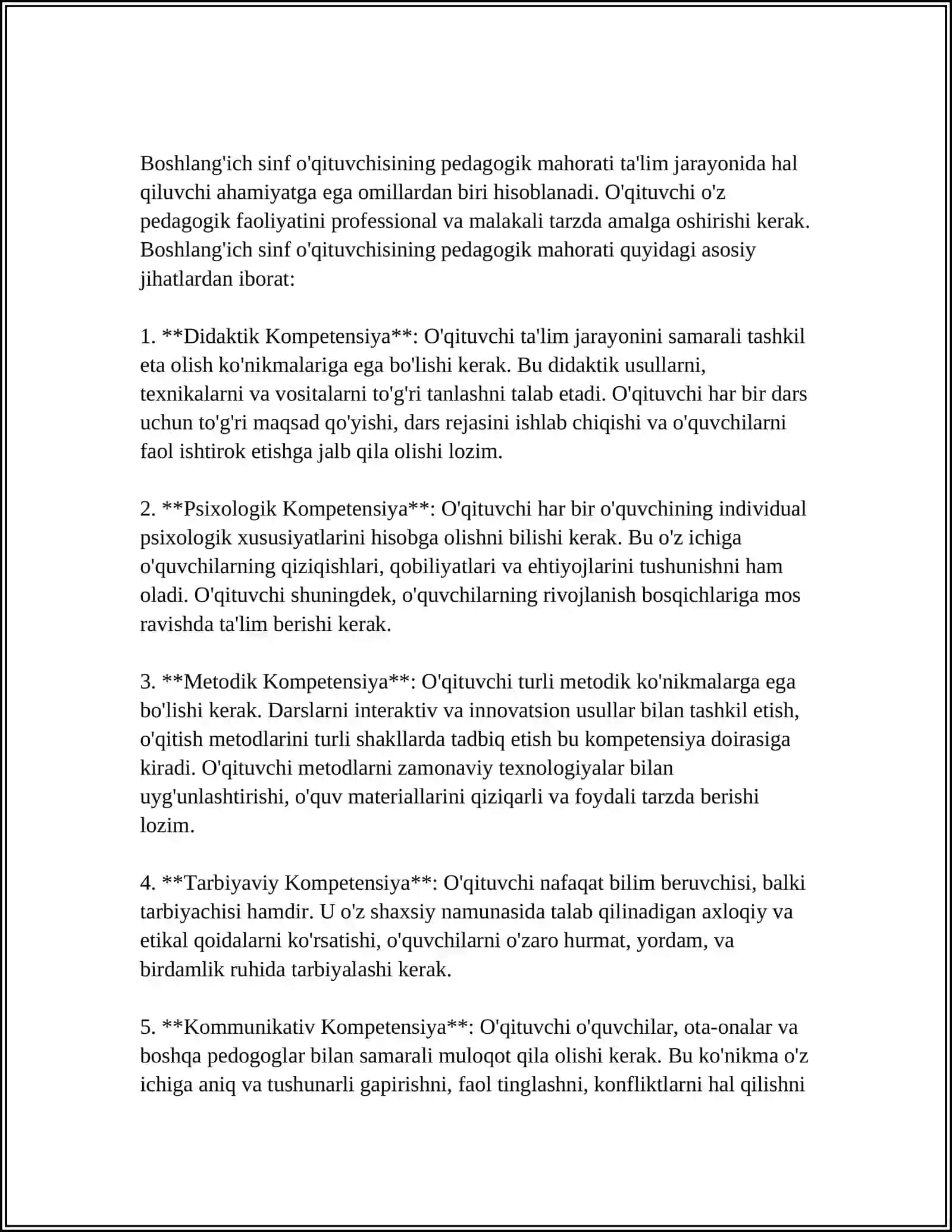 DARS JARAYONIDA MUAMMOLI VAZIYATLARDAN FOYDALANISHDA BOSHLANGʻICH SINF OʻQITUVCHISINING MAHORATI VA IJODKORLIGI 3