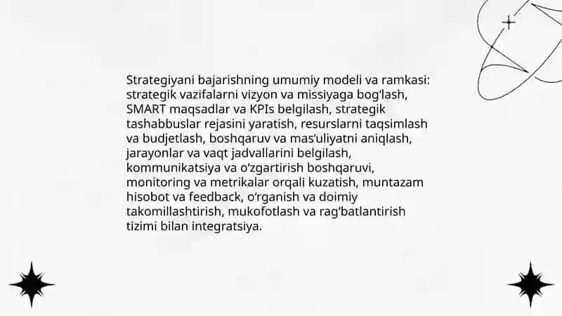 Strategiyani bajarish: byudjetlar, siyosatlar, eng yaxshi tajriba, quvvatlash va mukofotlash tizimi 3