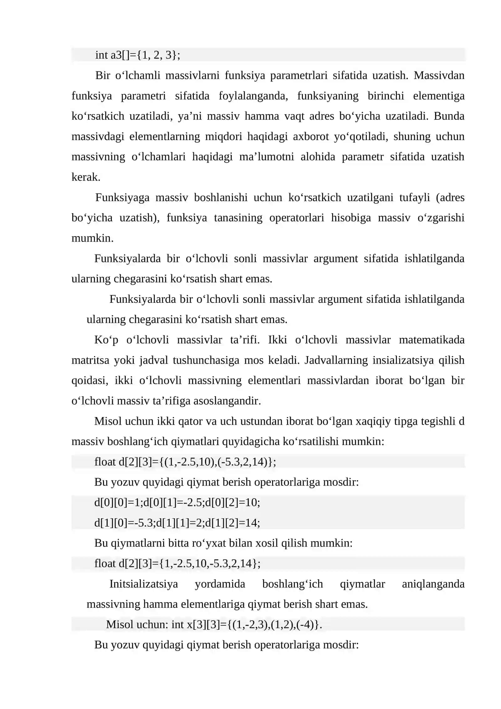Massivlar va satrlar (dasturlash) 3