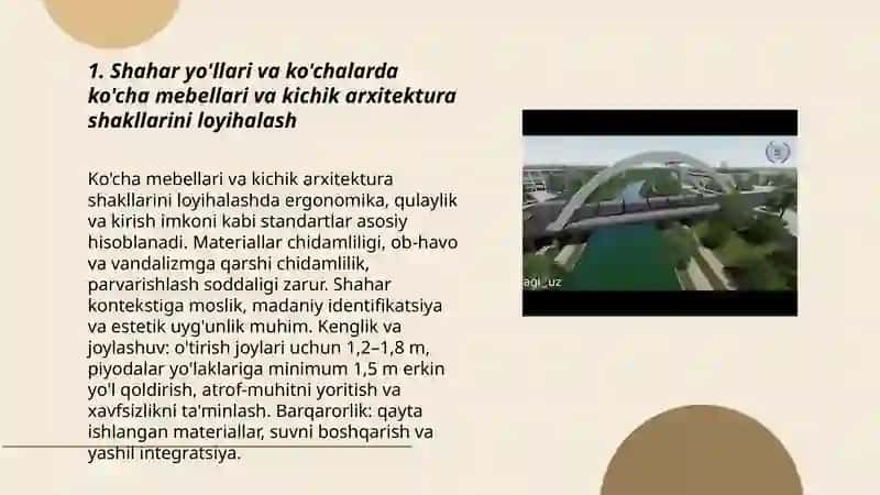 Shahar yóllari va kóchalarning arxitektura manzaralarini obodonlashtirish 3