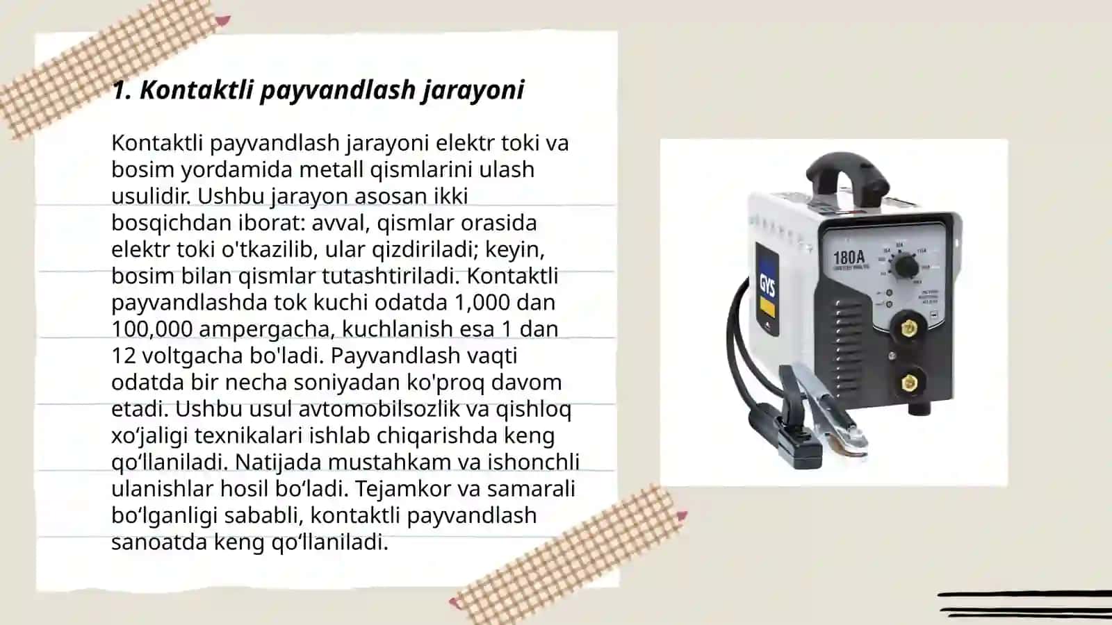Kontaktli payvandlash uskunalarini boshqarish apparatlari 3